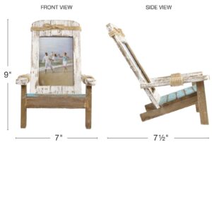 EXCELLO GLOBAL PRODUCTS Beach Chair Photo Frame: Holds 4x6 Vertical Photo. Rustic Picture for Tabletop Display with Nautical Beach Themed Home Decor