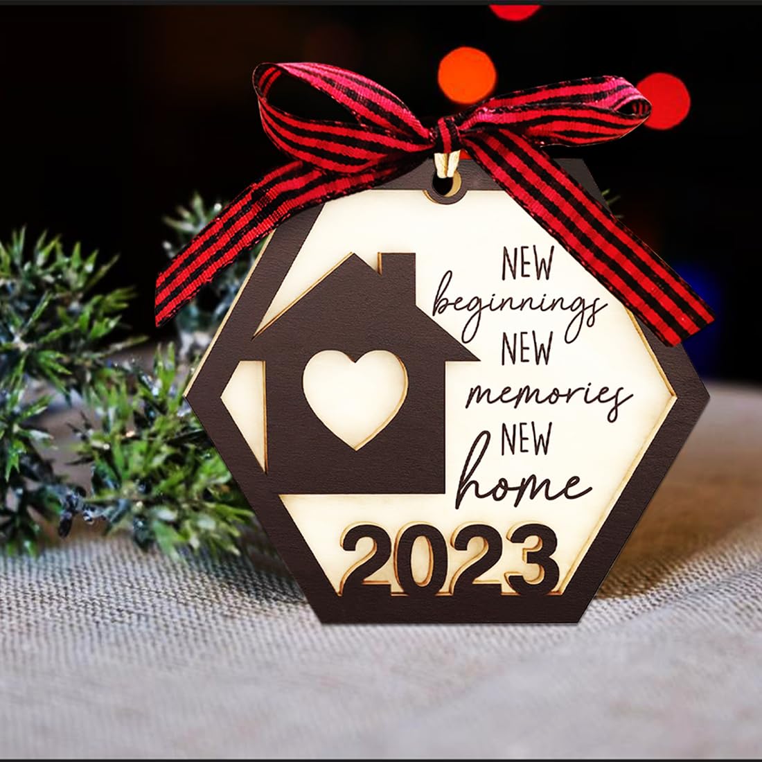 JUNQIU New Home Ornament 2023- House Warming Gifts New Home, Perfect Housewarming Gifts for New House, New Home Gift Ideas Decor- First Home Christmas Ornament 2023