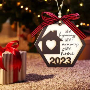 JUNQIU New Home Ornament 2023- House Warming Gifts New Home, Perfect Housewarming Gifts for New House, New Home Gift Ideas Decor- First Home Christmas Ornament 2023