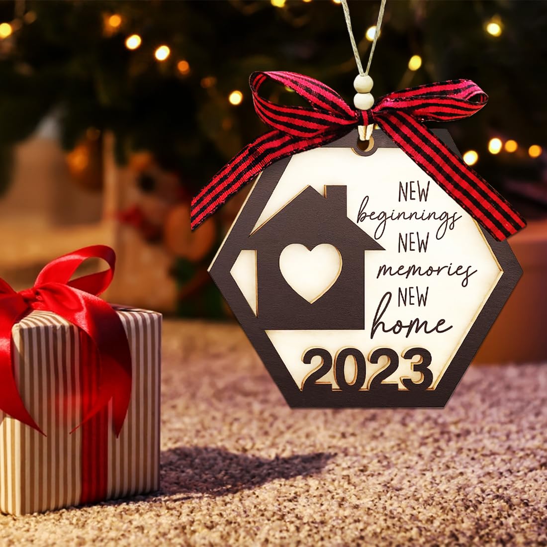 JUNQIU New Home Ornament 2023- House Warming Gifts New Home, Perfect Housewarming Gifts for New House, New Home Gift Ideas Decor- First Home Christmas Ornament 2023