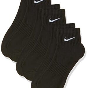 Nike Everyday Cushion Ankle Training Socks (3 Pair), Men's & Women's Ankle Socks with Sweat-Wicking Technology, Black/White, Large