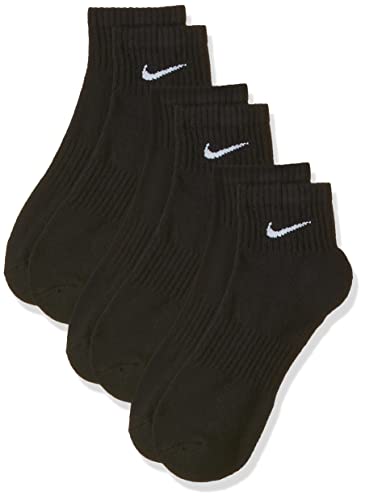 Nike Everyday Cushion Ankle Training Socks (3 Pair), Men's & Women's Ankle Socks with Sweat-Wicking Technology, Black/White, Large