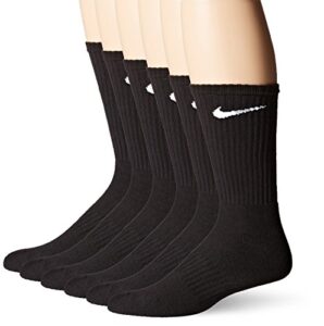 nike men's performance cotton cushioned crew socks large (shoe size 8-12) (black)