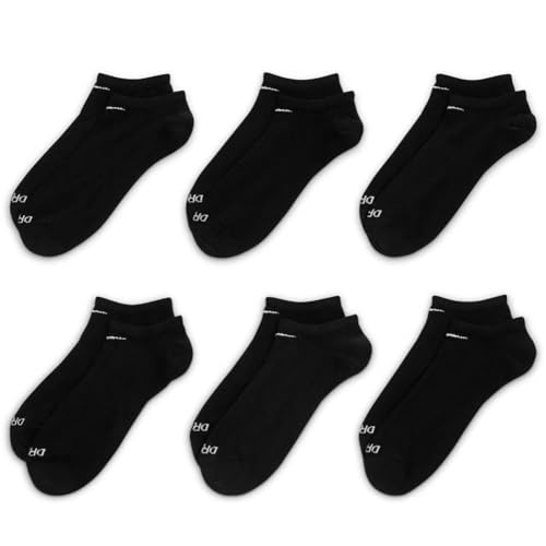 Men's Nike 6-Pair Everyday Plus Lightweight No-Show Socks (Large, black/white)