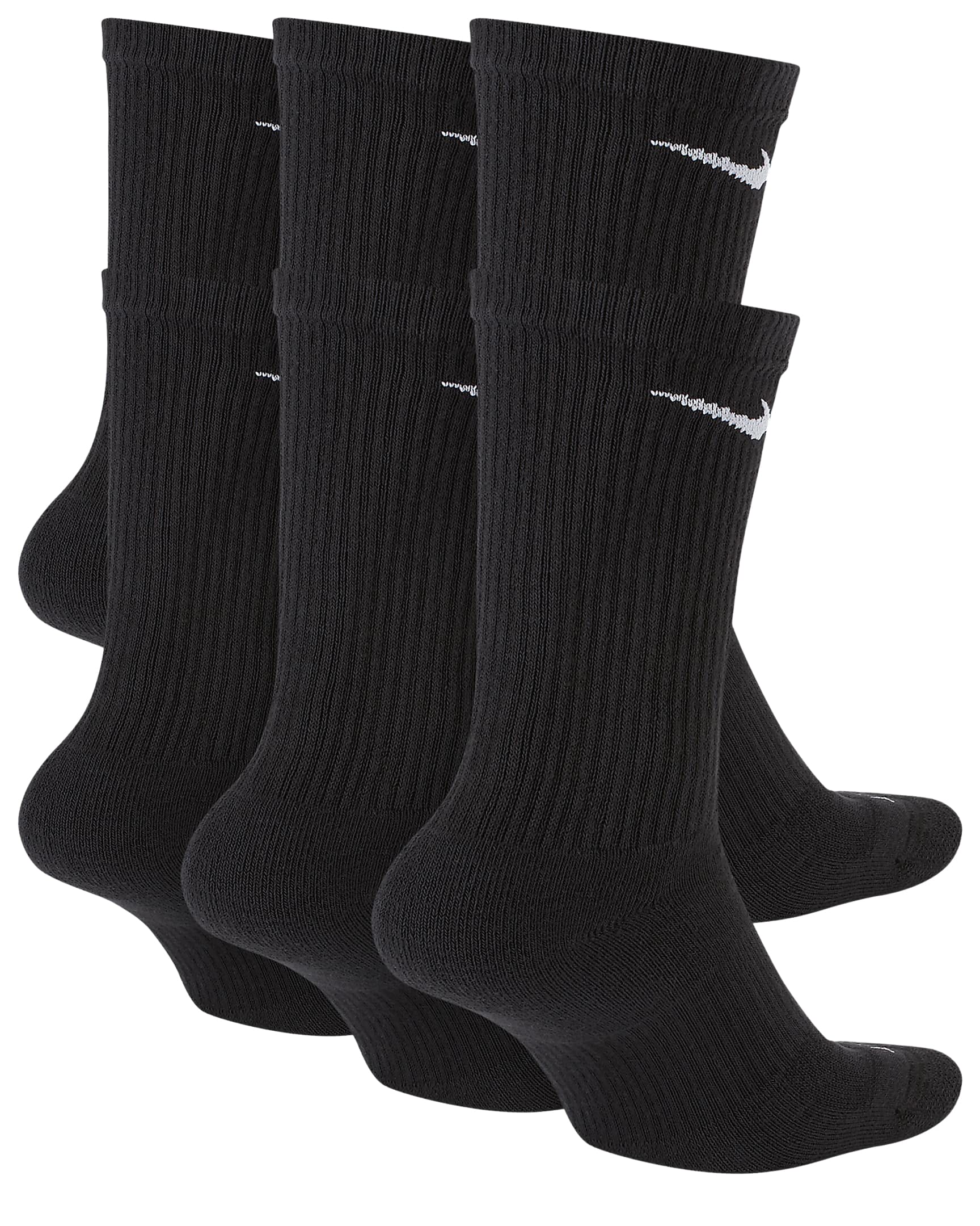 Nike Men`s Everyday Plus Cushioned Training Crew Socks 6 Pack (Large, Black(SX6897-010)/W)