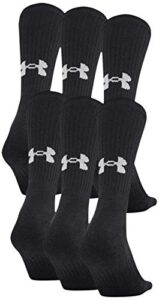 under armour adult training cotton crew socks, multipairs , black (6-pairs) , medium