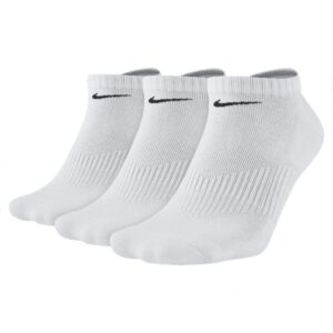 nike unisex performance cushion no-show training socks (3 pairs), black/white, large