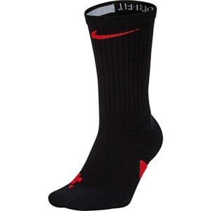 nike elite basketball crew socks black/university red size medium