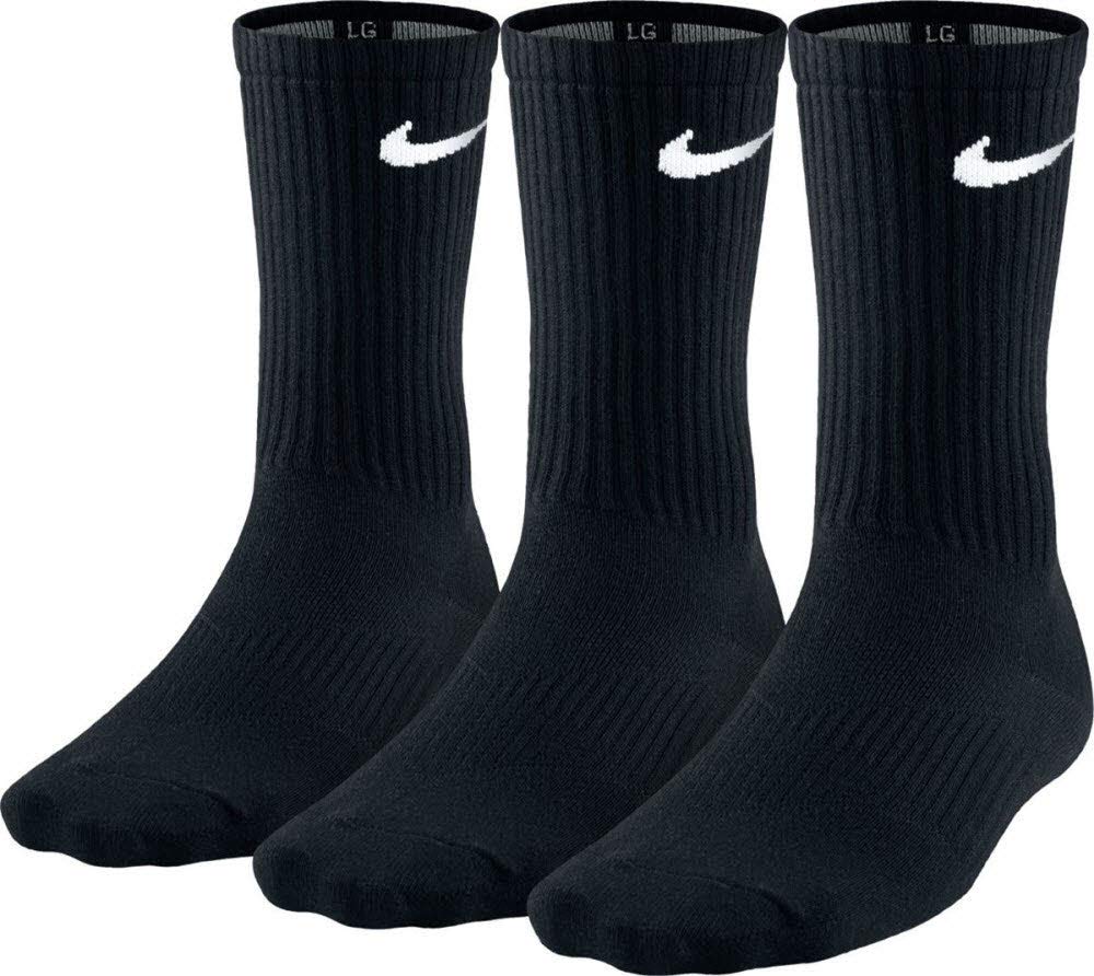 NIKE Men's Lightweight Crew Socks (Pack of 3), Black, Large (W: 10-13, M: 8-12)