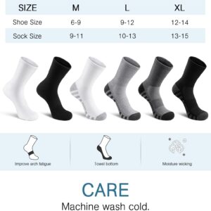 Airacker Athletic Socks Sport Running Calf Socks Performance Cushioned Breathable Crew Socks for Men Women(6 Pairs)