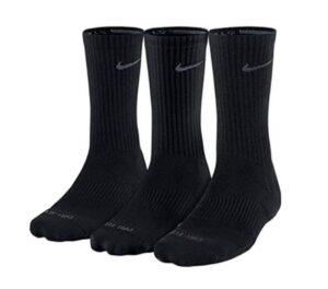 nike unisex dry cushion crew training sock (3 pair) black, medium