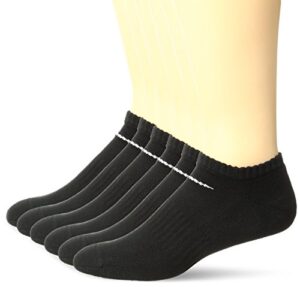 nike unisex performance cushion no-show socks with bag (6 pairs), black/white, large