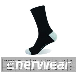 EnerWear 10P Pack Men's Cotton Moisture Wicking Heavy Cushion Crew Socks (10-13/shoe size 6-12 (10 Pair), Black)