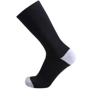 EnerWear 10P Pack Men's Cotton Moisture Wicking Heavy Cushion Crew Socks (10-13/shoe size 6-12 (10 Pair), Black)