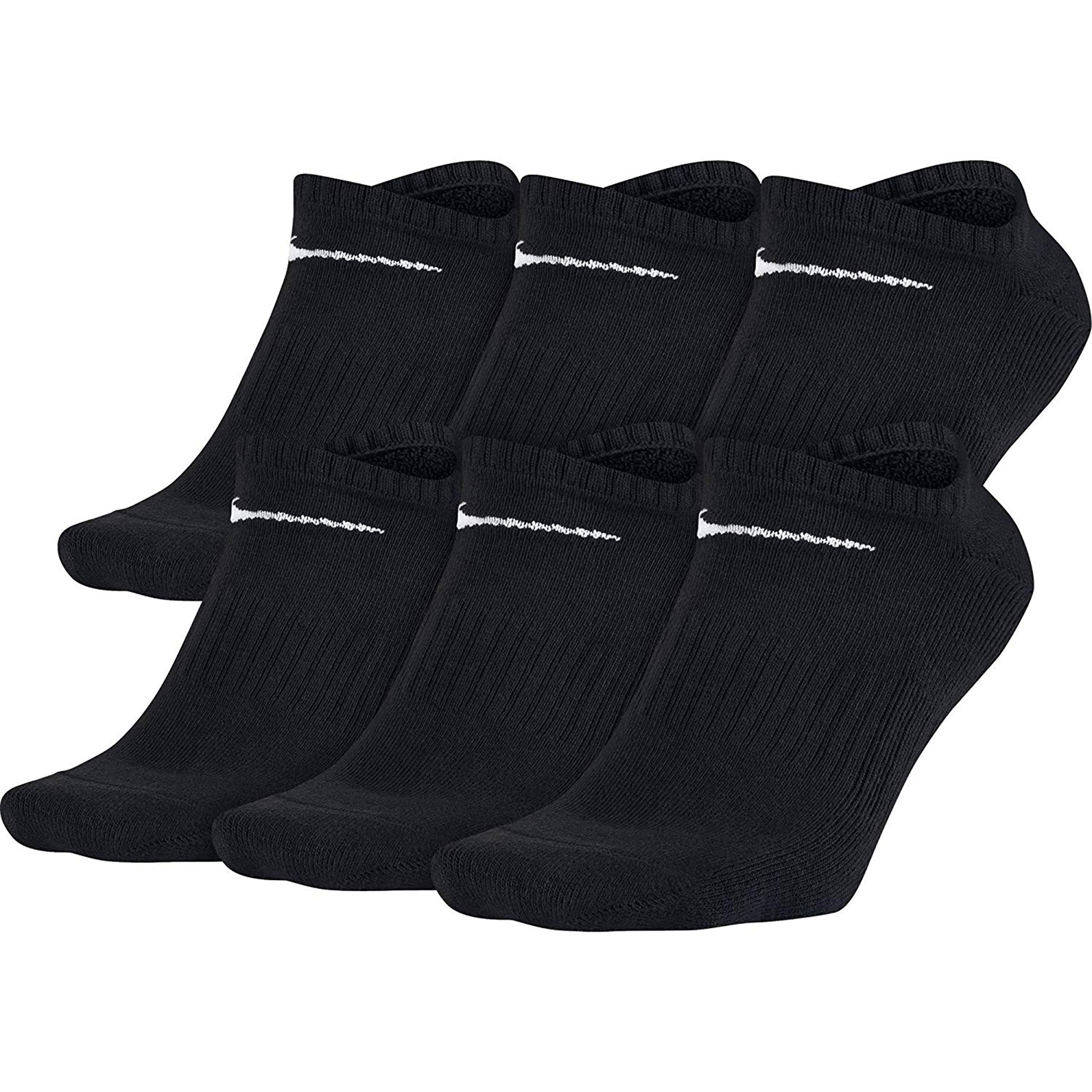 Nike No Show Performance Socks (Large (fits men shoe size 8-12), Black White/Black/White)