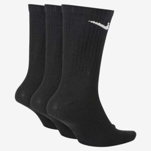 Nike Unisex Everyday Lightweight Crew Training Socks (3 Pair) (Black/White, M)