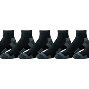 Amazon Essentials Men's Performance Cotton Cushioned Athletic Ankle Socks, 6 Pairs, Black, 6-12