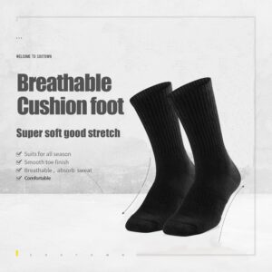 SOX TOWN Unisex Cushioned Crew Training Athletic Socks Men & Women with Combed Cotton Moisture Wicking Breathable Performance(Black M)