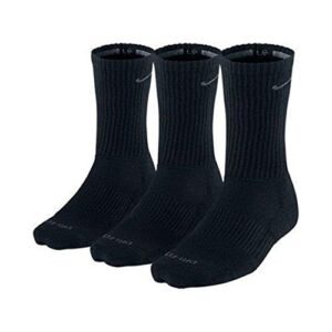 nike men's dri-fit cushioned crew socks - 3 pack (black, xl shoe size: 12-15)