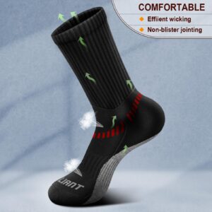 BULLIANT Men Running Socks 6Pairs, Compression Crew Sports Socks Athletic Cushioned For Men Breathable Wicking,Arch Support(6Pairs,Shoes Size:Men 11-13)