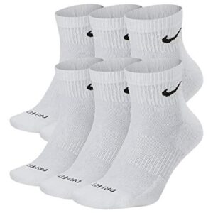 Nike Everyday Plus Cotton Cushioned Dri-Fit Ankle Socks (6 Pair) (White/Black, Medium)