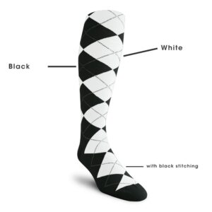 Golf Knickers Colorful Knee High Argyle Cotton Socks For Men Women and Youth - L: Black/White - Mens