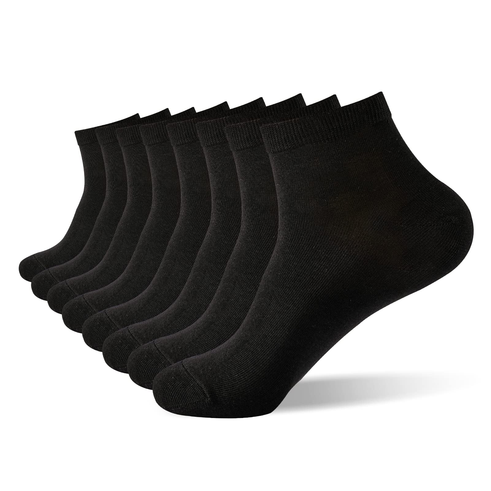 J-BOX 8 Packs Cotton Socks for Men Black Low Cut Breathable Multipairs Running for Men Ankle Socks