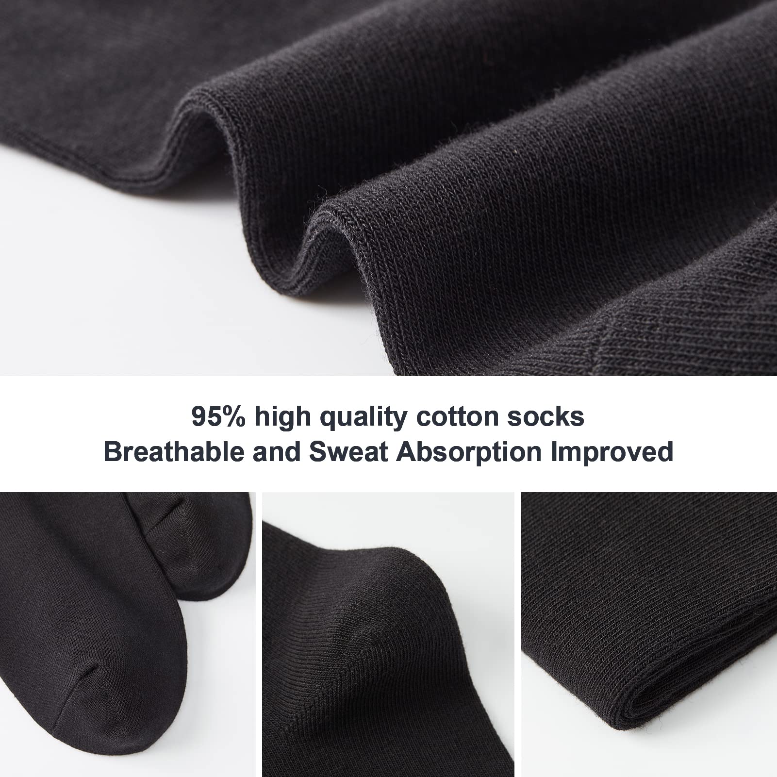 J-BOX 8 Packs Cotton Socks for Men Black Low Cut Breathable Multipairs Running for Men Ankle Socks