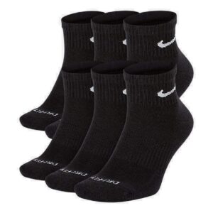 nike men's everyday plus cushioned ankle socks (6 pairs), black, small