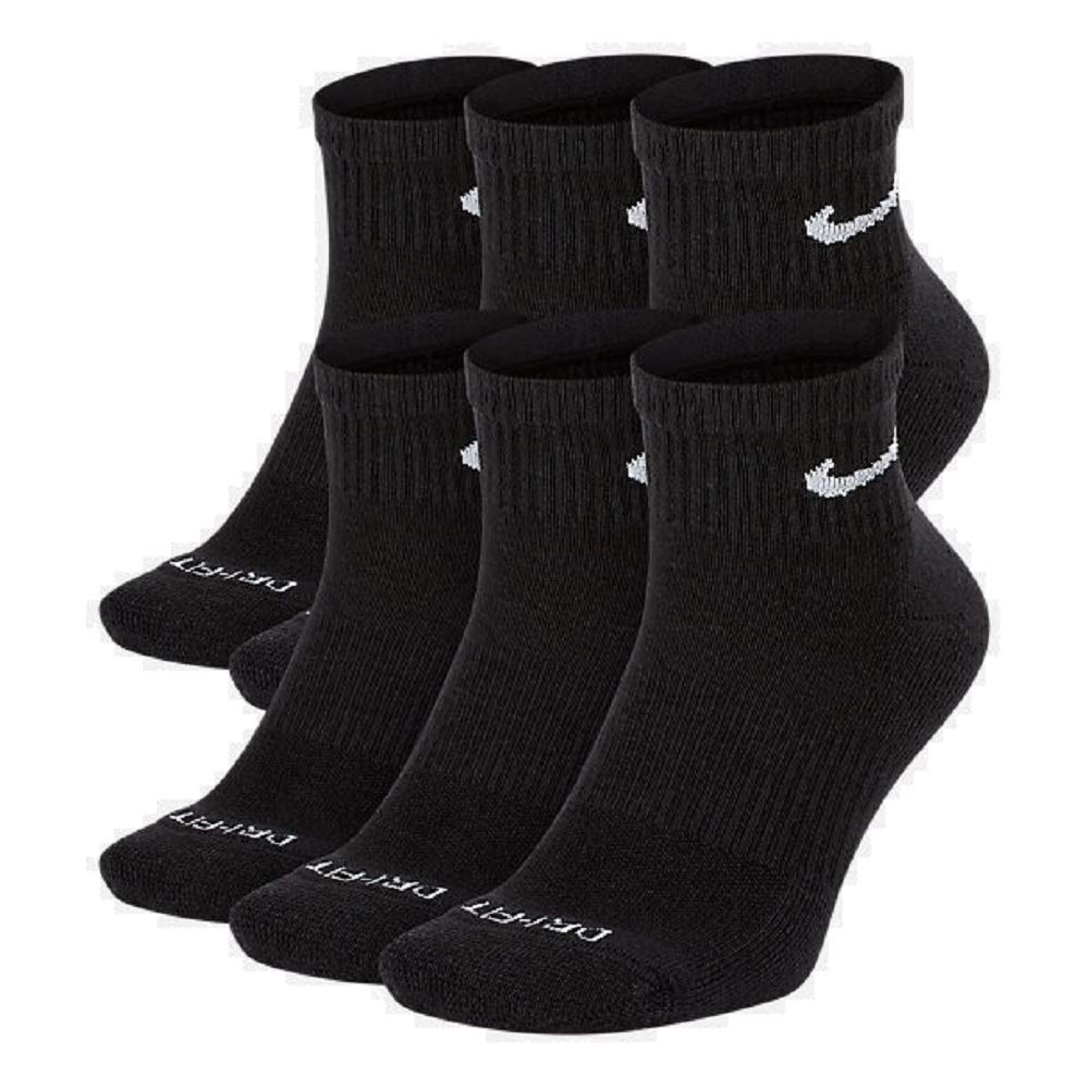 Nike Men's Everyday Plus Cushioned Ankle Socks (6 Pairs), Black, Small