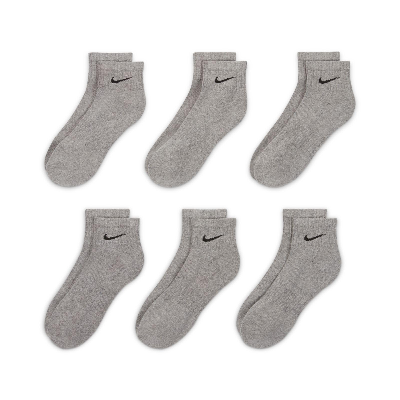 Nike Everyday Cushion Ankle Training Socks (6 Pair), Men's & Women's Ankle Socks with Sweat-Wicking Technology, Carbon Heather/Black, Large