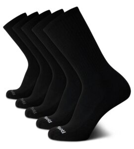 reebok men's cushioned comfort athletic performance high crew socks (5 pack), size 6-12.5, classic black