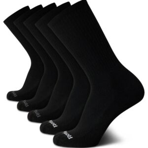 Reebok Men's Cushioned Comfort Athletic Performance High Crew Socks (5 Pack), Size 6-12.5, Classic Black