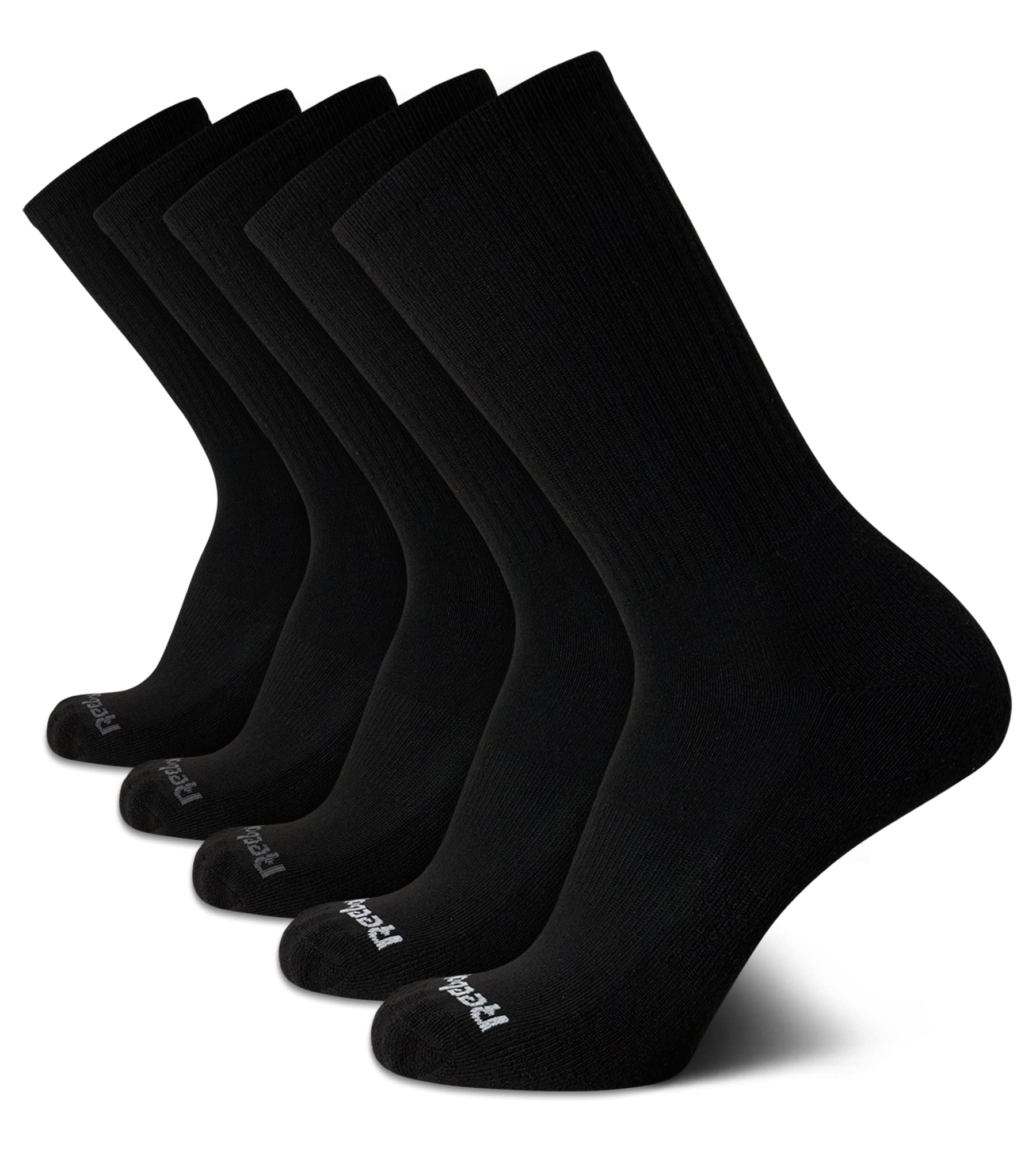 Reebok Men's Cushioned Comfort Athletic Performance High Crew Socks (5 Pack), Size 6-12.5, Classic Black