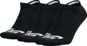 nike men's no show skateboarding socks 3pk-black-large