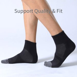 FITRELL 6 Pack Men's Athletic Ankle Socks Cushioned Sports Running Socks, Shoe Size 12-15, Black