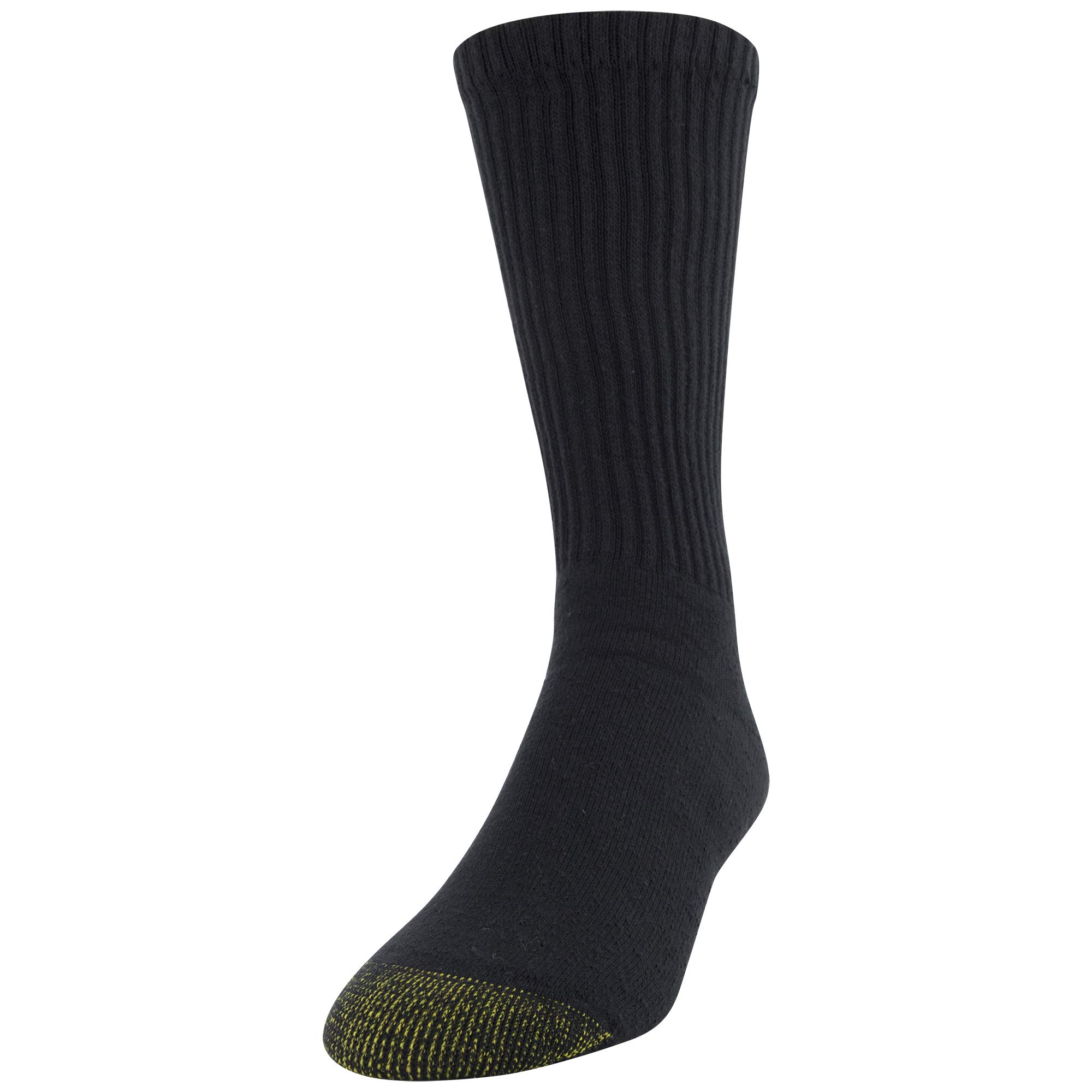 GOLDTOE Men's 656S Cotton Crew Athletic Socks, Multipairs, Black (6-Pairs), X-Large