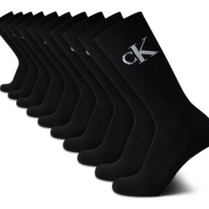 Calvin Klein Men's Athletic Socks - Cushion Crew Socks (10 Pack), Size 7-12, Black Light Grey Logo