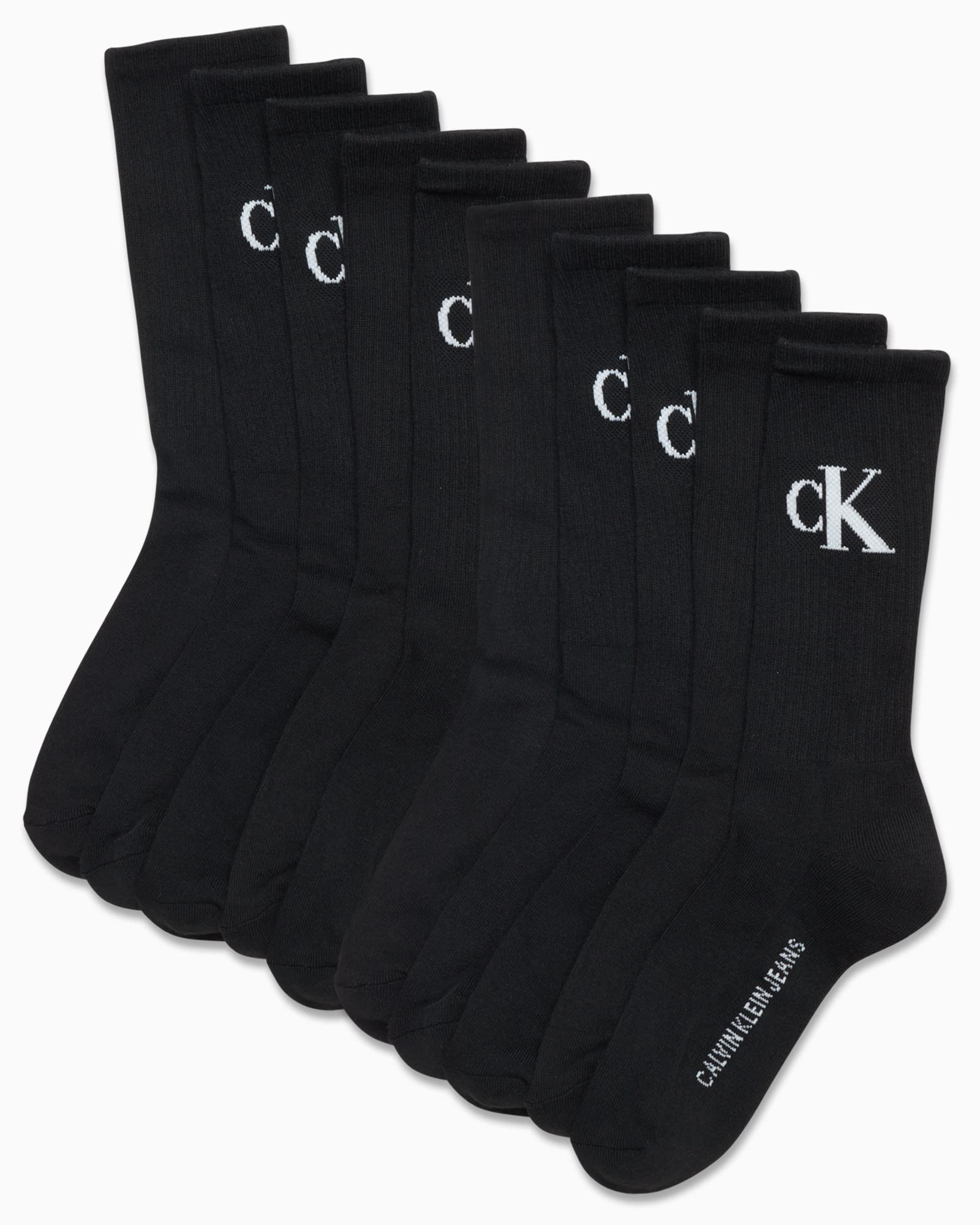 Calvin Klein Men's Athletic Socks - Cushion Crew Socks (10 Pack), Size 7-12, Black Light Grey Logo