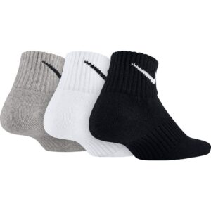 Nike White/Black Cushion Quarter Training Socks 3-Pack Athletic - M