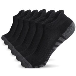 airacker athletic running ankle cotton socks, low cut cushioned performance anti-blister tab sports socks for men women 6 pairs