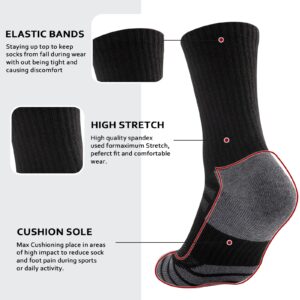 COOPLUS Mens Performance Crew Socks, Heavy Cushion Athletic Durable Work Socks for Men (5 Pairs)