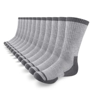 cooplus mens crew socks athletic moisture wicking cushion durable work mid calf socks for running sports (6 pairs)