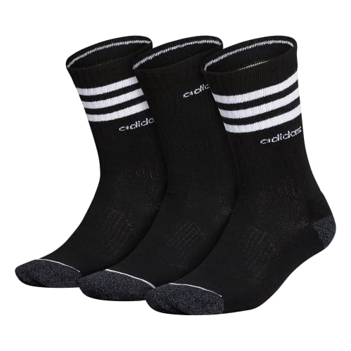 adidas Men's 3-Stripe Crew Socks (3-Pair), Black/White/Onix Grey, Large