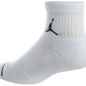 Jordan Nike Unisex Jumpman High-Intensity Quarter Sock (3 Pair) White/White/White/Black Large (Men's 8-12)