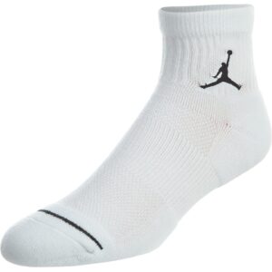 Jordan Nike Unisex Jumpman High-Intensity Quarter Sock (3 Pair) White/White/White/Black Large (Men's 8-12)