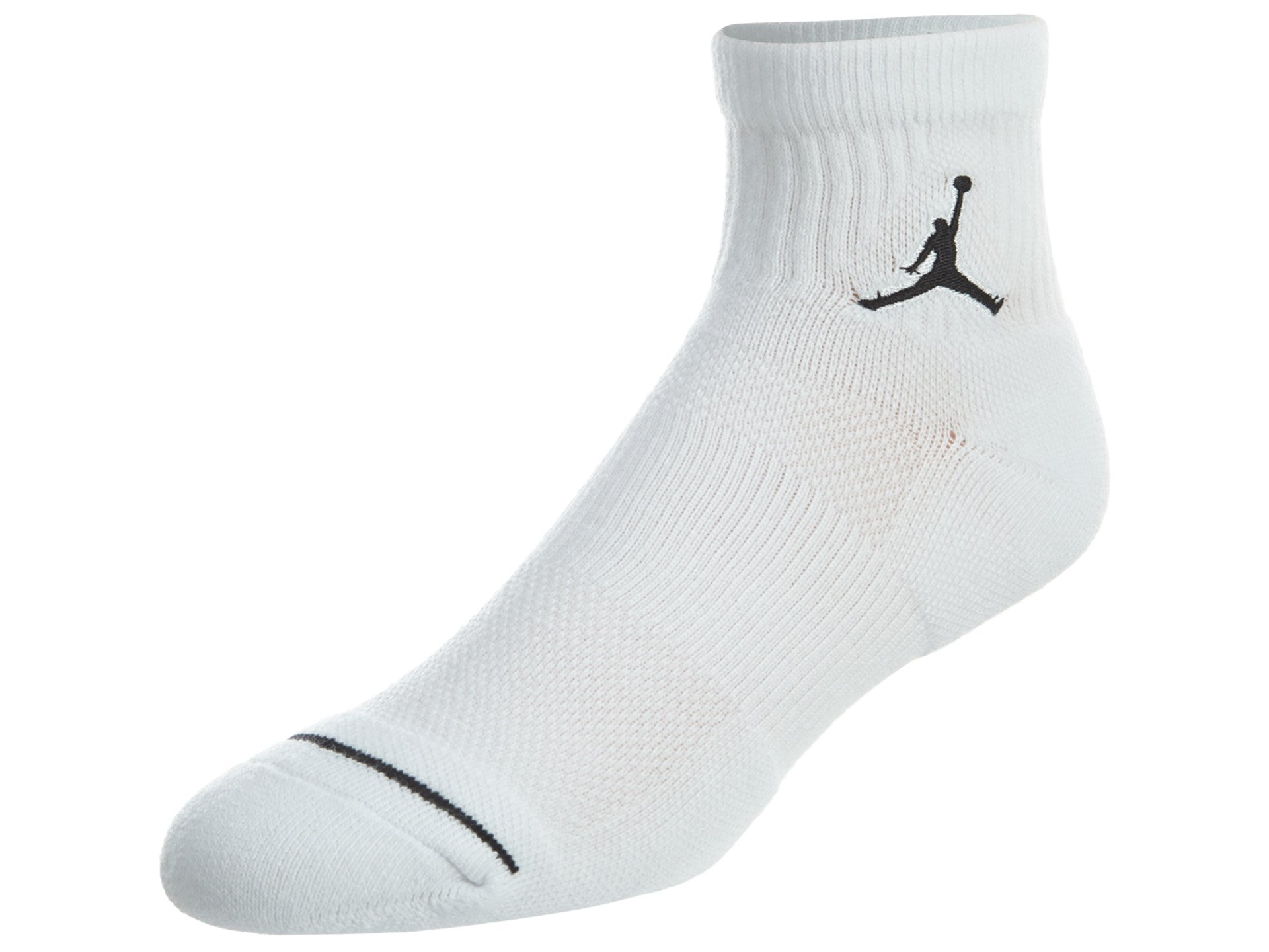 Jordan Nike Unisex Jumpman High-Intensity Quarter Sock (3 Pair) White/White/White/Black Large (Men's 8-12)