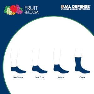 Fruit of the Loom Men's Dual Defense No Show Socks (12 Pack), Black, Medium (6 - 12)