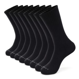 monfoot women's and men's 8 pairs athletic cushion crew socks black medium, multipack