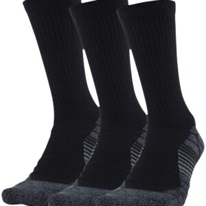 Under Armour Adult Elevated Performance Crew Socks, 3-Pairs, Black, Large